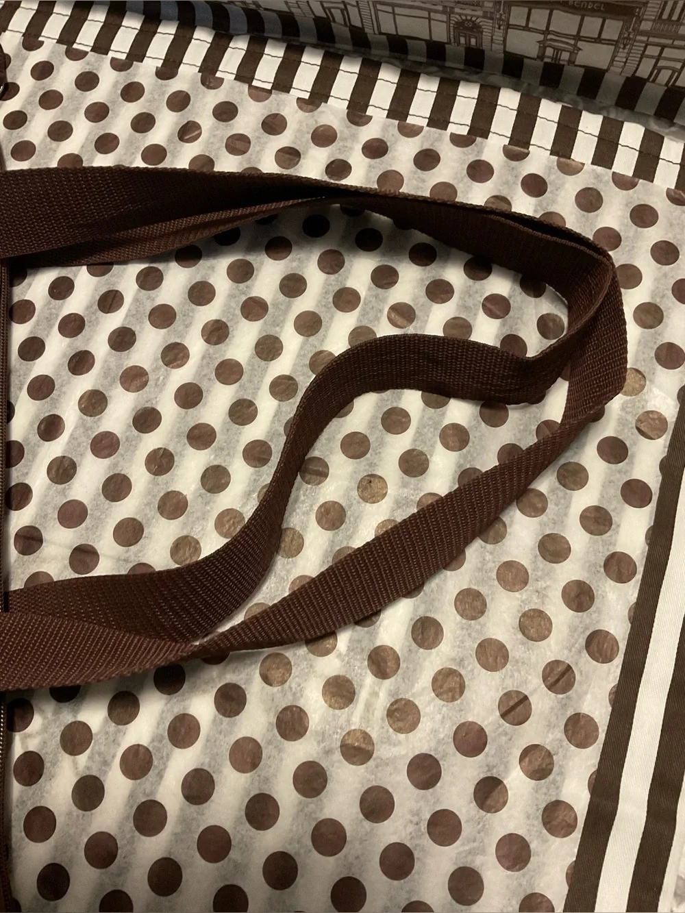 Brown Travel Tote with White Polka Dots